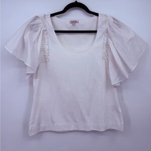 Badgley Mischka White Flutter Sleeve Top XL